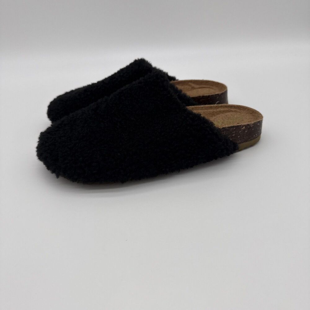Aerie Sherpa Teddy Slip On Slide Clogs Size 6 Black Neutral